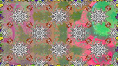 Şatafatlı bahar bahçesi dokusu. Çiçek deseni. Gri renkli çiçekler. Gri renklerde çiçeksiz. Raster illüstrasyonu.