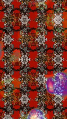 Çizim çiçek deseni duvar kâğıdı olarak kullanılabilir. Kahverengi ve kırmızı renkte çiçekler. Raster illüstrasyonu.