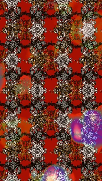 Çizim çiçek deseni duvar kâğıdı olarak kullanılabilir. Kahverengi ve kırmızı renkte çiçekler. Raster illüstrasyonu.