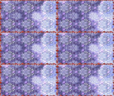 Vadinin çiçekleri mor ve nötr renklerde. Çiçeksiz desenlerin çizimi.