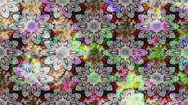 Gri ve nötr renkte çiçekler. Düz Çiçek Elementleri Tasarımı. Renkli Yaz Temalı eskiz kalıbı. Raster illüstrasyonunda çiçek deseni çizimi.