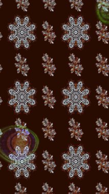 Düz Çiçek Elementleri Tasarımı. Güzel çiçek deseni. Kahverengi ve gri renkli çiçekler. Renkli Bahar Teması çizim şablonu.