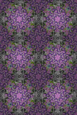 Pürüzsüz desenli, parlak çiçekli halı siyah ve beyaz renklerde..