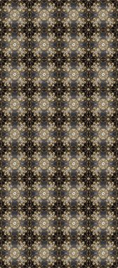 Raster illüstrasyonu. Gri, kahverengi ve bej renklerde altın elementlerle klasik, pürüzsüz desen.