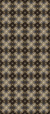 Raster illüstrasyonu. Gri, kahverengi ve bej renklerde altın elementlerle klasik, pürüzsüz desen.