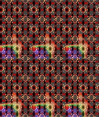 Suluboya, elle çizilmiş. Vadinin çiçekleri siyah ve kırmızı renklerde. Raster - stok. Taslak arkaplan deseni.