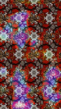 Chichi 'nin kumaş kalıbını çiz. Düz Çiçek Elementleri Tasarımı. Raster illüstrasyonu. Çiçek deseni. Renkli Bahar Teması çizim şablonu.