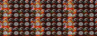 Raster düz çiçek çizim deseni. Hediye ambalaj kağıdı, tebrik kartları, posterler ve pankart tasarımı. Kahverengi ve siyah renkte çiçekler.