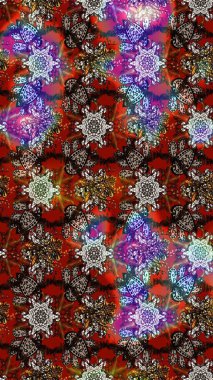 Renkli Bahar Teması eskiz kalıbı. Düz Çiçek Elementleri Tasarımı. Raster illüstrasyonu. Chichi 'nin kumaş kalıbını çiz. Çiçek deseni.