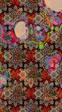 Çiçekli çiçek deseni, suluboya. Düz Çiçek Elementleri Tasarım Raster illüstrasyonu. Bej ve kahverengi renkte çiçekler. Renkli Bahar Teması çizim kalıbı.