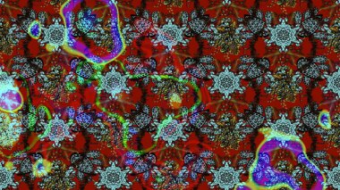 Kırmızı ve kahverengi renkte çiçekler. Düz Çiçek Elementleri Tasarımı. Raster illüstrasyonundaki çiçek desenli çizim. Renkli Bahar Teması çizim şablonu.