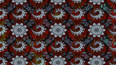 Hediye ambalaj kağıdı, tebrik kartları, posterler ve pankart tasarımı. Kırmızı ve siyah renkte çiçekler. Raster düz çiçek çizim deseni.