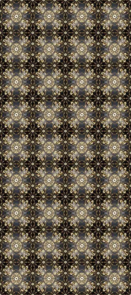 Raster illüstrasyonu. Gri, kahverengi ve bej renklerde altın elementlerle klasik, pürüzsüz desen.