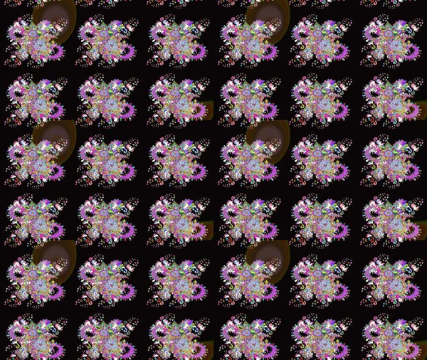 Çizim çiçek deseni duvar kağıdı, web sitesi arka planı, ambalaj kağıdı, davetiye, broşür, afiş veya web sitesi için kullanılabilir. El çizimi Raster çizimi. Parlak elementlerin.