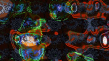 Çiçek. Gri ve siyah renklerde. Raster illüstrasyonu. Taslak dekoratif arka plan, çiçek mandala.