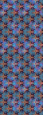 Modern çiçek arkaplanı. Parlak renkli çiçekleri ve mavi yaprakları olan harika bir çiçek deseni. Moda baskıları için zarif bir şablon. Halk stili.