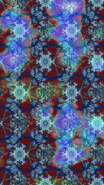 Çiçekli karalama şeklinde Raster çiçek deseni. Mavi ve nötr renklerde çiçekler. Yumuşak, yaz çiçekli arka plan.