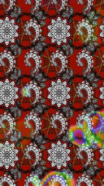 Kırmızı ve gri renkte çiçekler. Düz Çiçek Elementleri Tasarımı. Renkli Bahar Teması eskiz kalıbı. Güzel çiçek deseni..