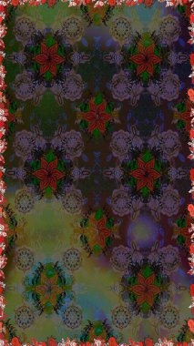 Renkli Bahar Temalı Kusursuz Arkaplan. Kusursuz Chichi kumaş deseni. Çiçek deseni. Raster illüstrasyonu. Düz Çiçek Elementleri Tasarımı.