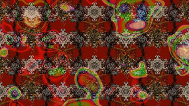 Güzel, parlak, pürüzsüz kumaş, tuval. Çiçek çelengi. Desen, çizim, çiçek sınırı. Eski moda arka plan. Kıvırcık, parlak örgü. Raster illüstrasyonu.