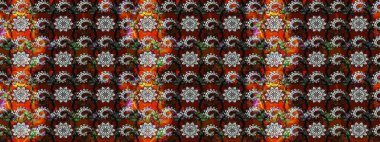 Raster düz çiçek çizim deseni. Hediye ambalaj kağıdı, tebrik kartları, posterler ve pankart tasarımı. Kahverengi ve siyah renkte çiçekler.