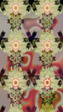 Botanik çizim kalıbı. Suluboya etkisi. Raster deseni. Organik elementler.