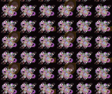 Çizim çiçek deseni duvar kağıdı, web sitesi arka planı, ambalaj kağıdı, davetiye, broşür, afiş veya web sitesi için kullanılabilir. El çizimi Raster çizimi. Parlak elementlerin.