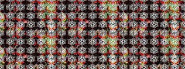 Çiçekler. Vadinin çiçekleri siyah ve nötr renklerde. Soyut etnik raster çizim kalıbı.