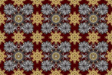 Şam, tasarım için kusursuz desen. Gri, kahverengi ve kırmızı renklerde, altın elementli, pürüzsüz desen.