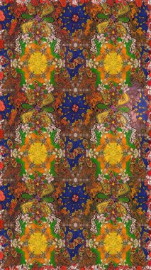 Düz Çiçek Elementleri Tasarımı. Raster Illustrasyon 'daki Çiçek Deseni' nin son moda çizimi. Kahverengi renkli çiçekler. Renkli Yaz Teması çizim şablonu.