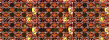 Süslü kumaş deseni. Düz Çiçek Elementleri Tasarımı. Renkli Bahar Teması eskiz kalıbı. Raster illüstrasyonunda çiçek deseni çizimi.