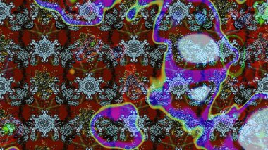 Çiçek desenli raster, kahverengi ve kırmızı çizgi grafik desenli soyut raster arkaplan. Modern stil dokusu.