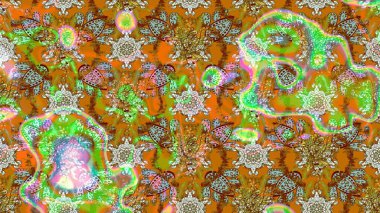 Kahverengi ve yeşil kıvırcık çiçekler kahverengi ve yeşil renklerde şekillenir. Klasik çiçek tasarımı elementleri. Raster illüstrasyonu.