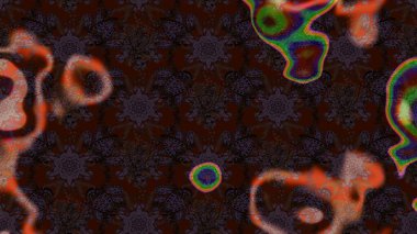 Raster Floral Illustration, Asyalı tekstil. Kahverengi renkli etnik çiçeklerle zarif bir eskiz deseni..