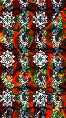 Raster çiçek desenli çiçek deseni, yapraklar, dekoratif elementler, sıçrama, lekeler, el çizimi kontur çizgileri ve Doodle çizim stili, grafik raster çizim çizimi.