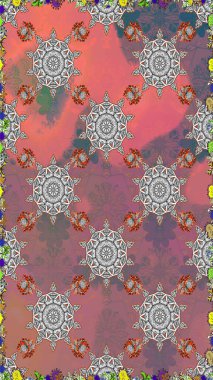 Hediye ambalaj kağıdı, tebrik kartları, posterler ve pankart tasarımı. Raster düz çiçekleri pürüzsüz desen. Pembe ve gri renkte çiçekler.