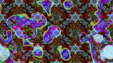 Raster illüstrasyonu. Tekstil veya kitap kapakları, imalat, duvar kağıtları, baskı, hediye paketi ve yapıştırma kitabı için çiçek eskizi geçmişi. Küçük ölçekli çiçeklerdeki basit sevimli desen.