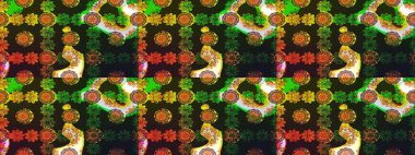 Raster illüstrasyonu. Ultraviyole kumaş deseni. Çizim kalıbı. Organik motif arkaplanı.