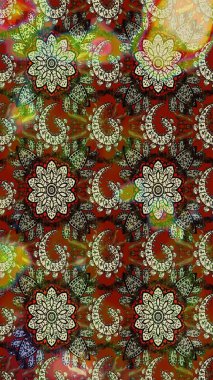 Çiçek desenli eskiz. Gömlek baskısı için çiçek boyası. Kahverengi ve nötr renkte çiçekler.