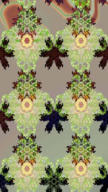 Raster illüstrasyonundaki çiçek desenli çizim. Suluboya tarzında nötr renkler üzerine çiçekler.