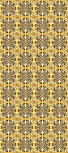 Geleneksel raster ve altın desen. Damask pürüzsüz süsü. Klasik oryantal desen sarı, bej ve kahverengi renkler üzerine.