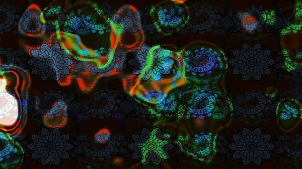 Raster illüstrasyonundaki çiçek desenli çizim. Siyah ve gri renkte çiçekler.