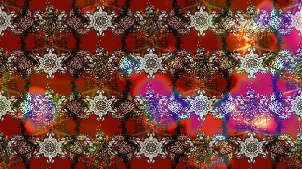 Raster illüstrasyonu. Taslak dekoratif arka plan, çiçek mandala. Kahverengi ve kırmızı renklerde. Çiçek..