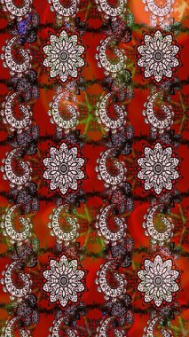 Kahverengi ve kırmızı renkte çiçekler. Düz Çiçek Elementleri Tasarımı. Renkli Yaz Temalı eskiz kalıbı. Çiçekli retro deseni çiz.