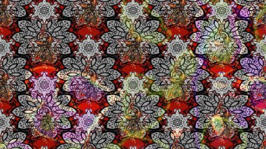 Küçük renkli çiçekler. Çiçekli bahar çiçekleri. Küçük çiçekte güzel bir desen. Moda baskıları için zarif bir şablon. Motley illüstrasyonu.