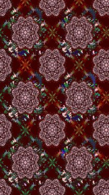 Raster Henna dövme stili. Tekstil, tebrik kartı, boyama kitabı, telefon kılıfı baskısı için kullanılabilir. Etnik Mandala süsü. Hint çiçekli desenli şal desenli..