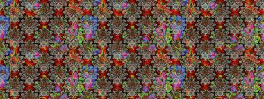 Karalama çiçeği. Raster illüstrasyonu. Güzel kumaş deseni. Düz Çiçek Elementleri Tasarımı. Renkli Bahar Teması eskiz kalıbı. Zentangle soyut çiçekleri.