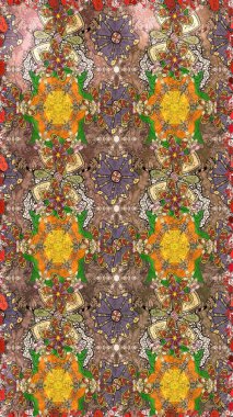 Raster illüstrasyonu. Tomurcukları çiçek olan sevimli bir çiçek deseni. Kumaş, tekstil, duvar kağıdı baskısı için. Eskiz geçmişi. Eski usul. Raster..