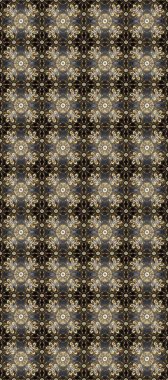 Raster illüstrasyonu. Gri, kahverengi ve bej renklerde altın elementlerle klasik, pürüzsüz desen.