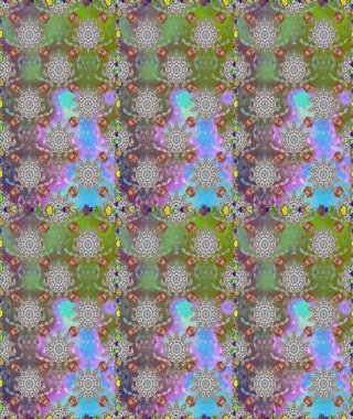 Gri ve yeşil renkli şirin çiçek desenleri. Renkli Bahar Temalı Kusursuz Arkaplan. Raster Modaya uygun kumaş deseni. Düz Çiçek Elementleri Tasarımı.